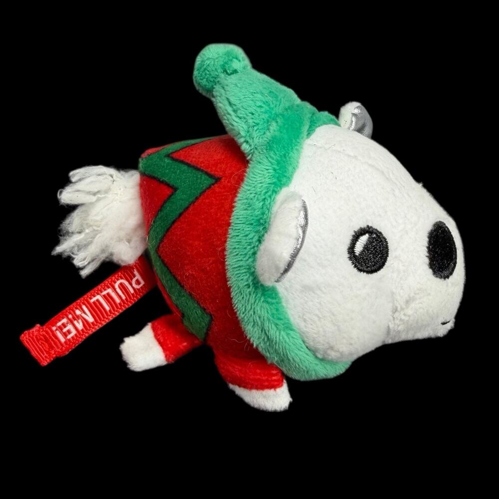 Elf Dog Pull-Back Christmas Plush Toy Red Green Holiday Costume Puppy Works